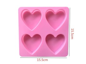 Molde silicona jabones 4 corazones 